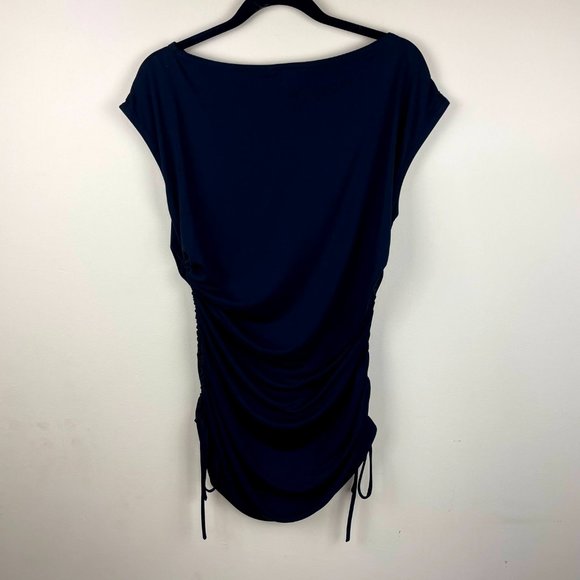 St. John Black Short Sleeve Tunic Cinched Blouse L - Picture 7 of 7